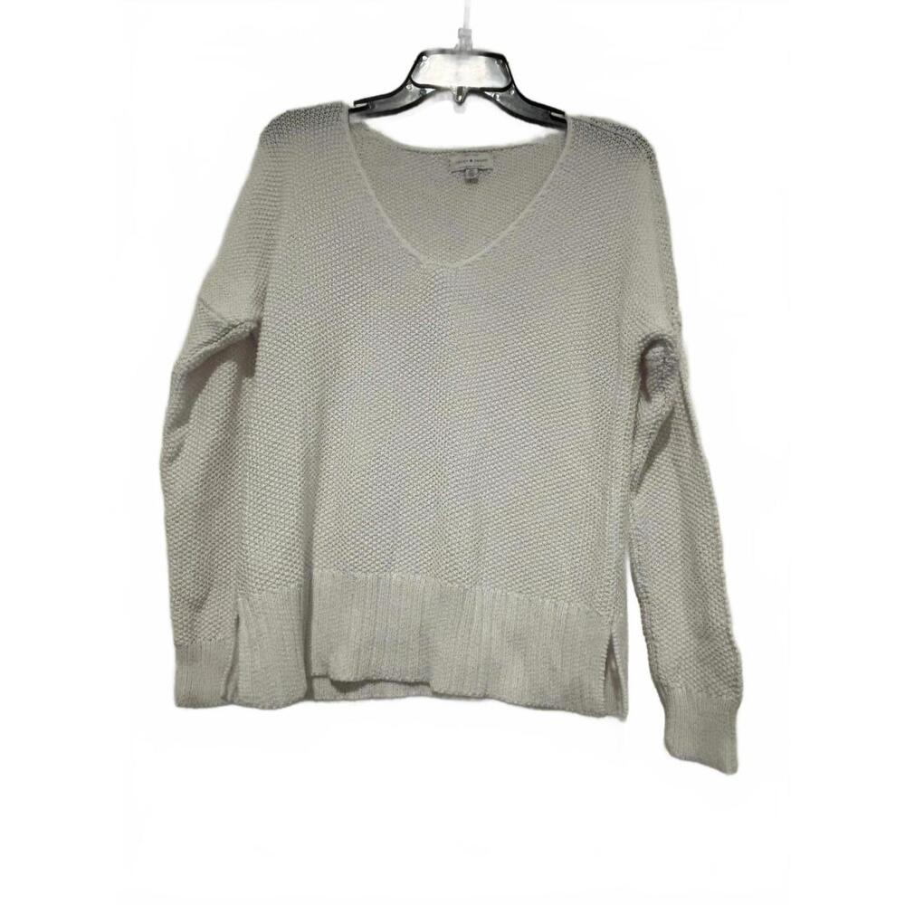 Women's sz oversized‎ S Lucky Brand white knit sweater #1151